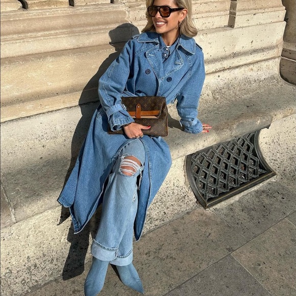 Stradivarius denim trench coat size S - Picture 3 of 12